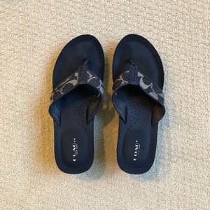 Coach Navy Wedge Flip Flips